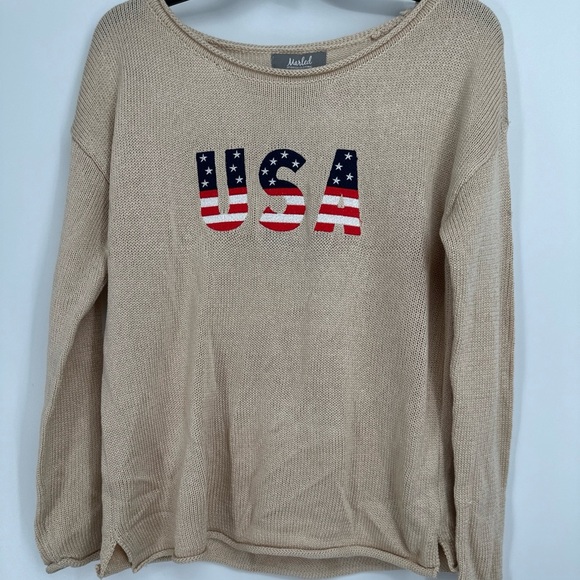 New Stars & Stripes USA Flag Patriotic Sweater Sz Small By Marled - Picture 1 of 4